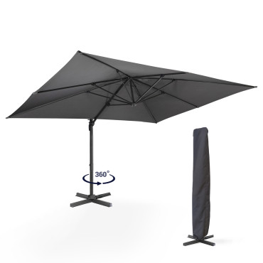 Parasol Sombra 360° rectangle 4x3m gris + housse
