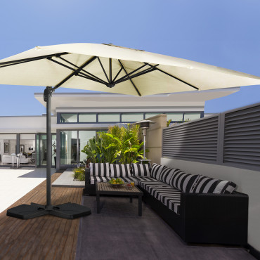 Parasol Sombra 360° rectangle 4x3m crème + housse