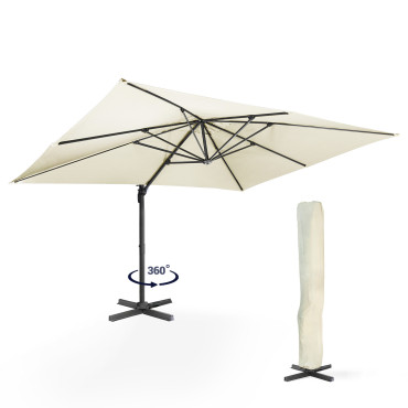 Parasol Sombra 360° rectangle 4x3m crème + housse