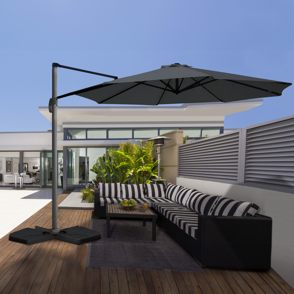 Parasol Sombra 360° rond Ø3m gris + housse