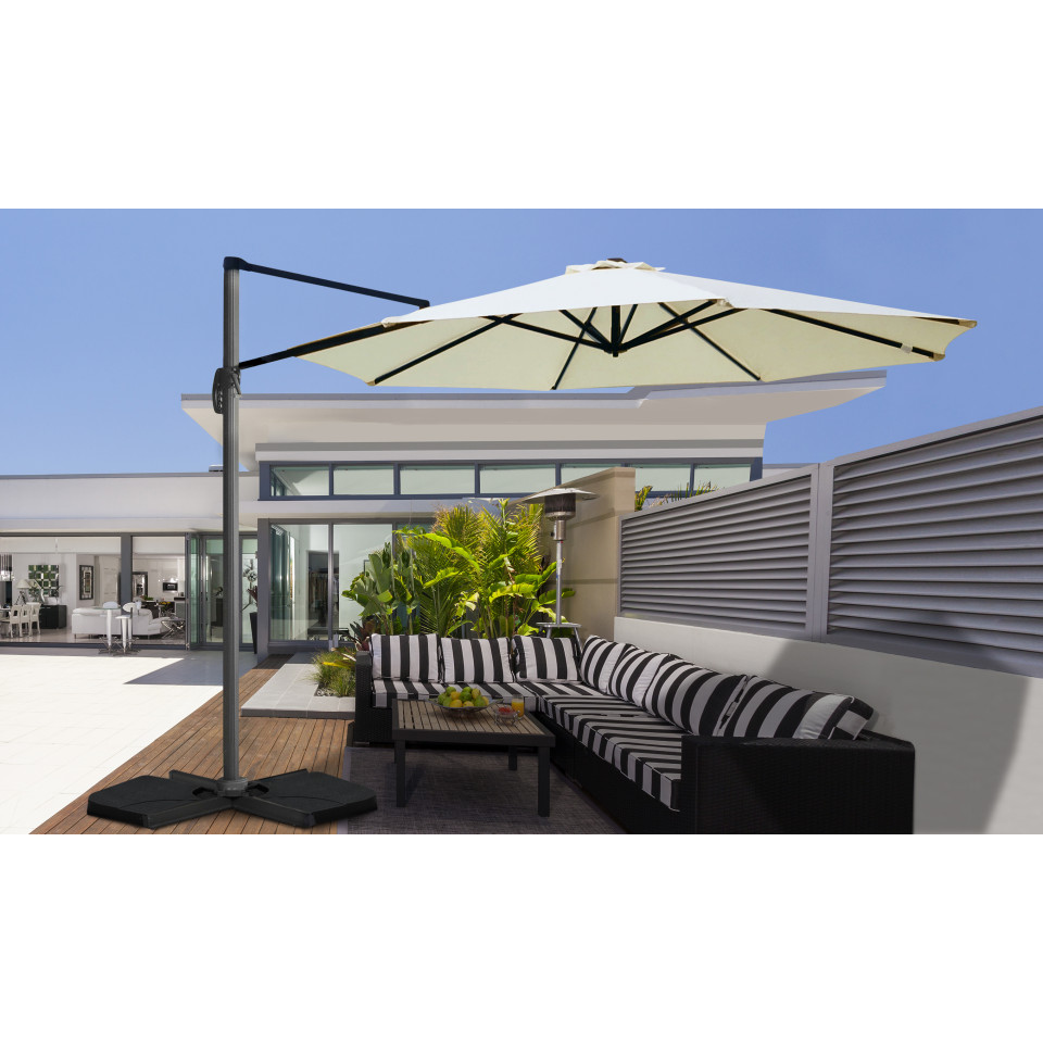 Parasol Sombra 360° rond Ø3m crème + housse