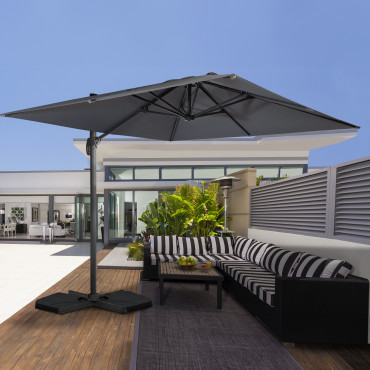 Parasol Sombra 360° carré 3m gris + housse