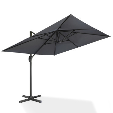 Parasol Sombra 360° carré 3m gris + housse