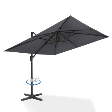 Parasol Sombra 360° carré 3m gris + housse