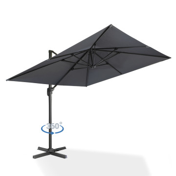 Parasol Sombra 360° carré 3m gris + housse