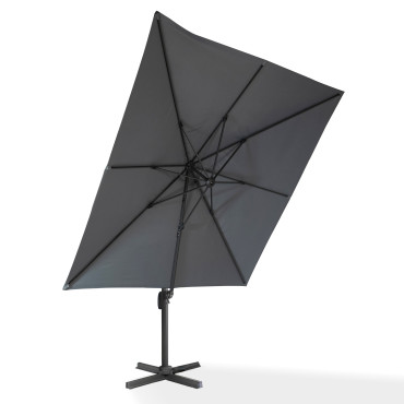 Parasol Sombra 360° carré 3m gris + housse