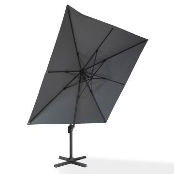 Parasol Sombra 360° carré 3m gris + housse