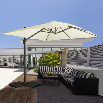 Parasol Sombra 360° carré 3m crème + housse