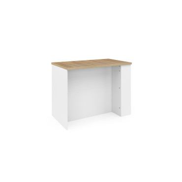 Ilot de cuisine Dario bois et blanc avec rangements