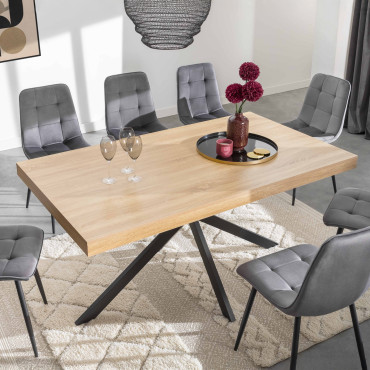 Table à manger Spider bois et noir 160cm