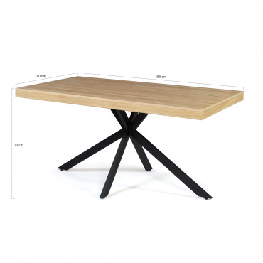 Table à manger Spider bois et noir 160cm