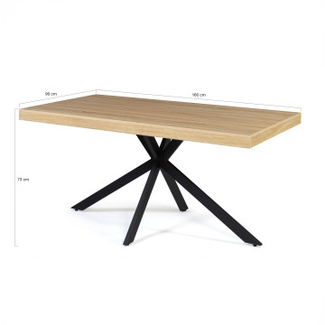 Table à manger Spider bois et noir 160cm