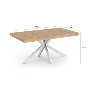 Table à manger Spider bois et blanc 160cm