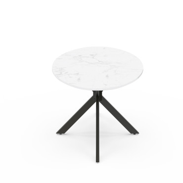 Table à manger ovale Céleste effet marbre blanc et noir 200cm