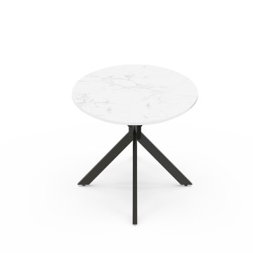 Table à manger ovale Céleste effet marbre blanc et noir 200cm
