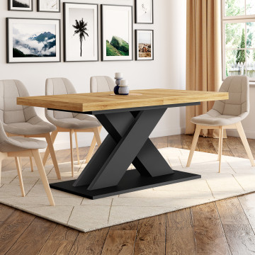Table à manger extensible Alexia bois et noir 160-200cm