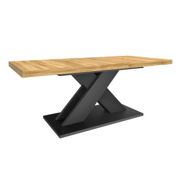Table à manger extensible Alexia bois et noir 160-200cm