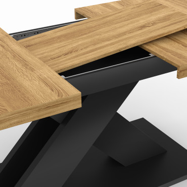 Table à manger extensible Alexia bois et noir 160-200cm