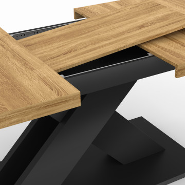 Table à manger extensible Alexia bois et noir 160-200cm