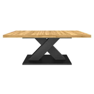 Table à manger extensible Alexia bois et noir 160-200cm