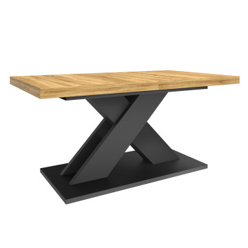 Table à manger extensible Alexia bois et noir 160-200cm