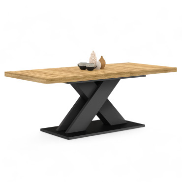 Table à manger extensible Alexia bois et noir 160-200cm