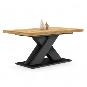 Table à manger extensible Alexia bois et noir 160-200cm