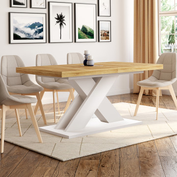 Table à manger extensible Alexia bois et blanc 160-200cm