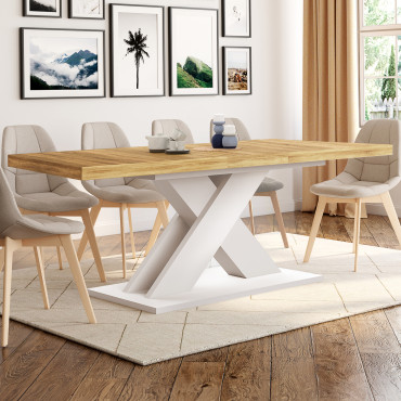 Table à manger extensible Alexia bois et blanc 160-200cm