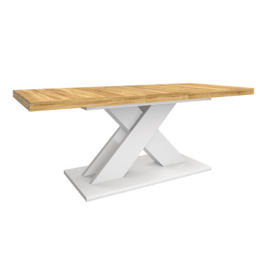 Table à manger extensible Alexia bois et blanc 160-200cm