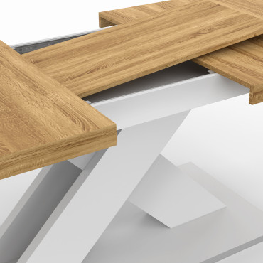 Table à manger extensible Alexia bois et blanc 160-200cm