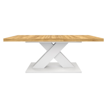 Table à manger extensible Alexia bois et blanc 160-200cm