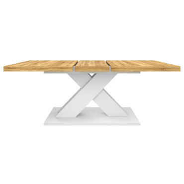 Table à manger extensible Alexia bois et blanc 160-200cm