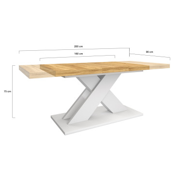 Table à manger extensible Alexia bois et blanc 160-200cm