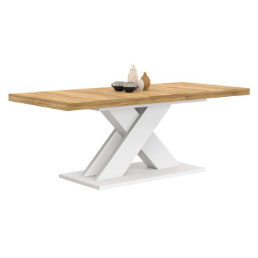 Table à manger extensible Alexia bois et blanc 160-200cm