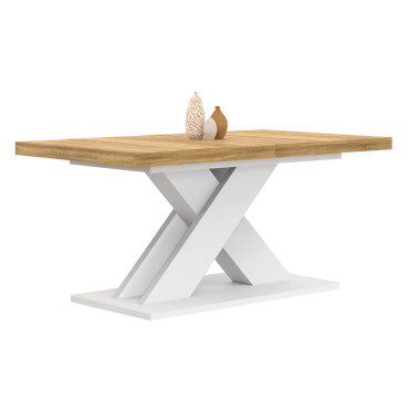 Table à manger extensible Alexia bois et blanc 160-200cm