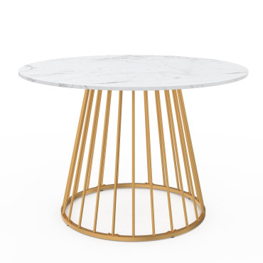 Table à manger ronde Adelle Ø110cm effet marbre et doré