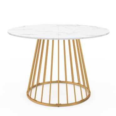 Table à manger ronde Adelle Ø110cm effet marbre et doré