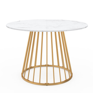 Table à manger ronde Adelle Ø110cm effet marbre et doré