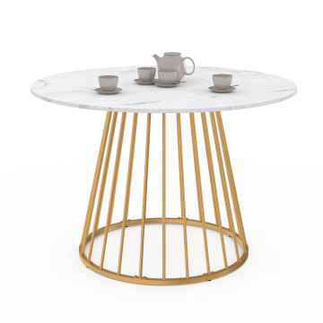Table à manger ronde Adelle Ø110cm effet marbre et doré