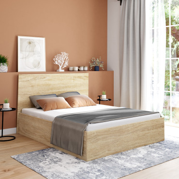 Lit coffre Sicile 140x190cm effet bois naturel