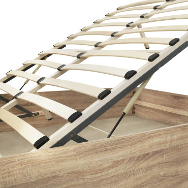 Lit coffre Sicile 140x190cm effet bois naturel