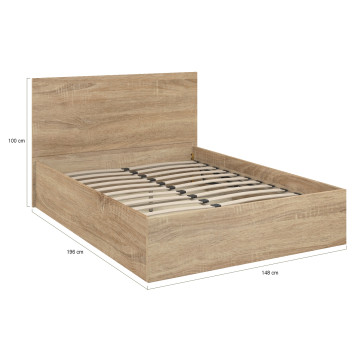 Lit coffre Sicile 140x190cm effet bois naturel
