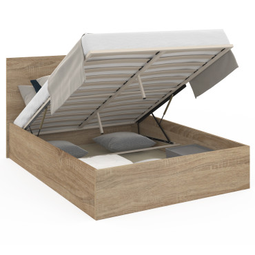 Lit coffre Sicile 140x190cm effet bois naturel