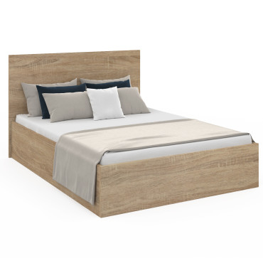 Lit coffre Sicile 140x190cm effet bois naturel