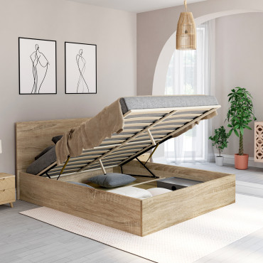 Lit coffre Sicile 160x200cm effet bois naturel