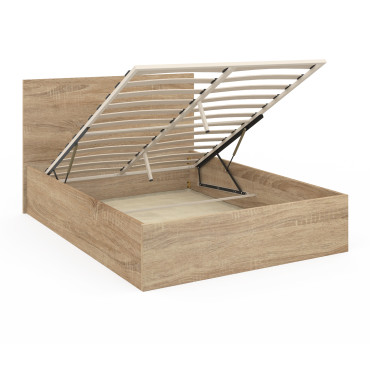 Lit coffre Sicile 160x200cm effet bois naturel
