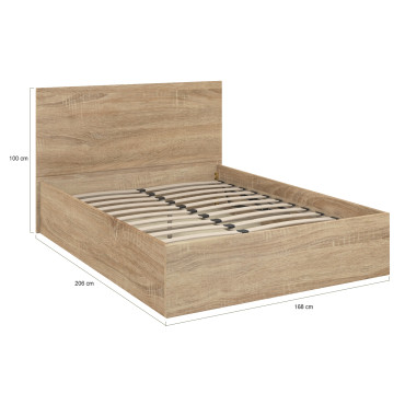 Lit coffre Sicile 160x200cm effet bois naturel