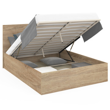 Lit coffre Sicile 160x200cm effet bois naturel