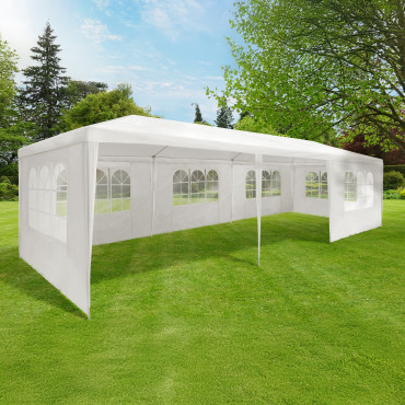 Tente de réception extérieure blanche 3x9m + 6 murs